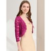 INSPIRE CHIC Women's Elegant 3/4 Sleeve Sheer Floral Lace Open Front Crop Shrug - 2 of 4