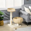 PawHut 28" Elevated Cat Bed with Sisal Scratching Post for Indoor Kitties, Modern Cat Tree with Cute Basket Design, Small Cat Tree with Fun Ball Toy - 2 of 4