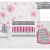 Bacati - Ikat Dots Leopard  Pink Grey Girls 10 pc Crib Set with Long Rail Guard Cover & 4 Muslin Swaddling Blankets - 3 of 4