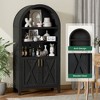 MAYEERTY 63" Tall Arched Storage Cabinet with Beech Wood Door 5 Tier Bookcase for Living Room Dining Room Black - 4 of 4