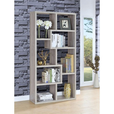 TOAOTBNBO Geometric Bookcase with 8 Open Stroage Compartment, Library Tall Bookshelves for Display Solid Wood Book Shelf