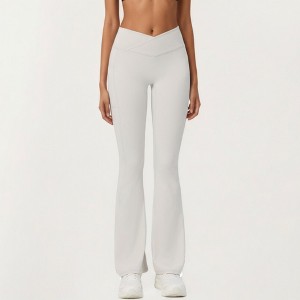 Anna-Kaci Active Women's Crossover Waist Flare Leg Yoga Pants with Stretch Fit Fabric and Smooth Contoured Silhouette - 1 of 4
