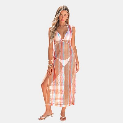 Women's Vibrant Mesh Beach Cover Up Dress - Cupshe