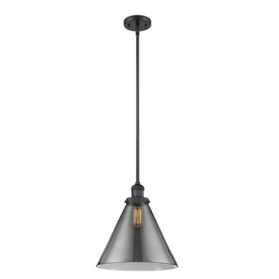 Cone - 1 Light Stem Hung Mini Pendant In Industrial Style-16 Inches Tall and 12 Inches Wide