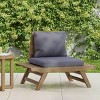 Outdoor Acacia Wood Patio Accent Chair with Cushion,Slatted Design Armless Club Chair,Lounge Chair For Patio Deck Garden-Coolbibila - 2 of 4
