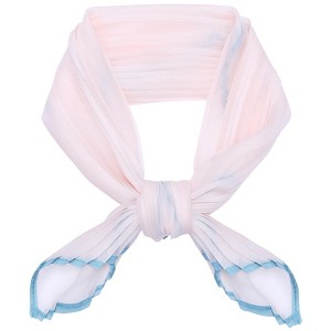 INSPIRE CHIC Women's Pleated Chiffon Contrast Color Trim Semi Sheer Stretchy Gauze Neck Scarves 1Pc - 1 of 4