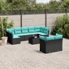 vidaXL 10 Piece Patio Sofa Set with Cushions Black and Blue Poly Rattan - With Table - 2 of 4