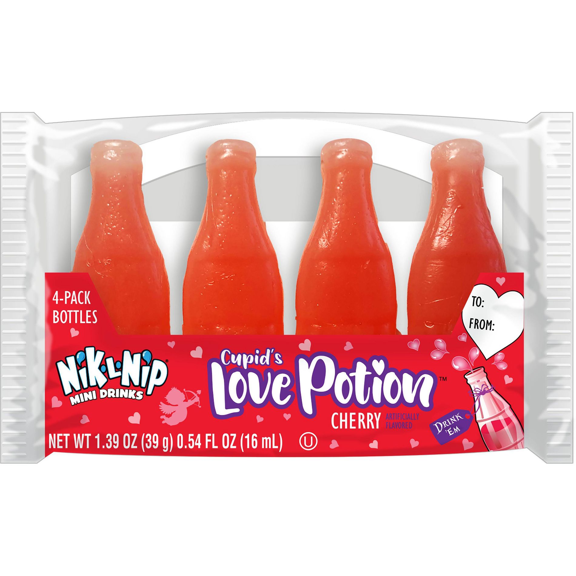 Tootsie Nik L Nip Cupid's Love Potion Valentine Mini Candy Drinks - 1.39oz