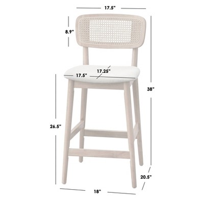 Buylateral 2pk Newington Cane Counter Height Barstools Light Oak Finish/Beige