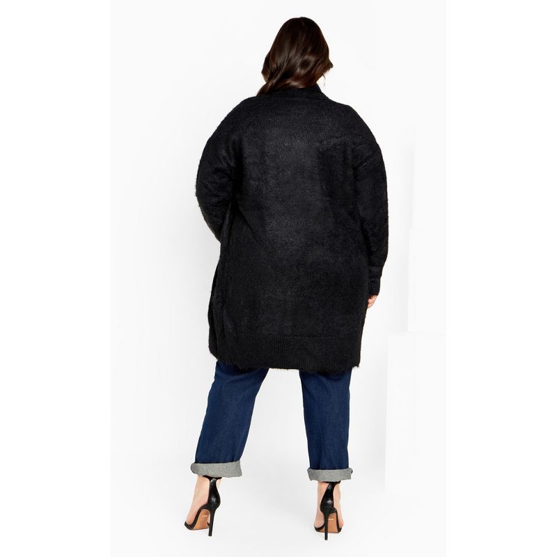 Women's Plus Size Fluffy Cardigan - black | CITY CHIC, 3 of 6