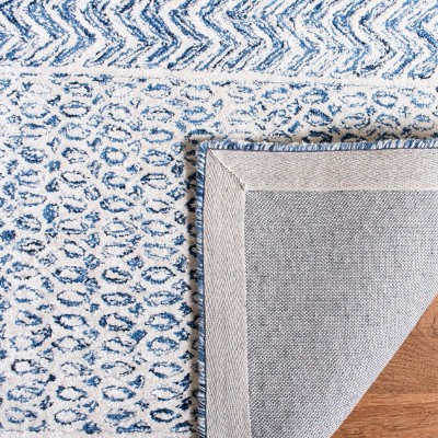 Navy and Ivory Hand-Tufted Wool Geometric Area Rug 3' x 5'