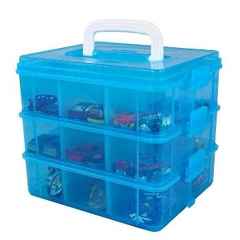 Bins & Things Lego-Compatible Storage Container with Lego Compatible Building Baseplate, Blue_Green