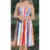 LA LEELA Women's Summer Smocked Mini Dress Tube Top One Size Stripes Multicolor - 2 of 4