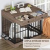 35"W Dog Kennel with Drawers, Pet Cage End Table with 2 Adjustable Bowls, Dog Crate Furniture, Brown - 3 of 4