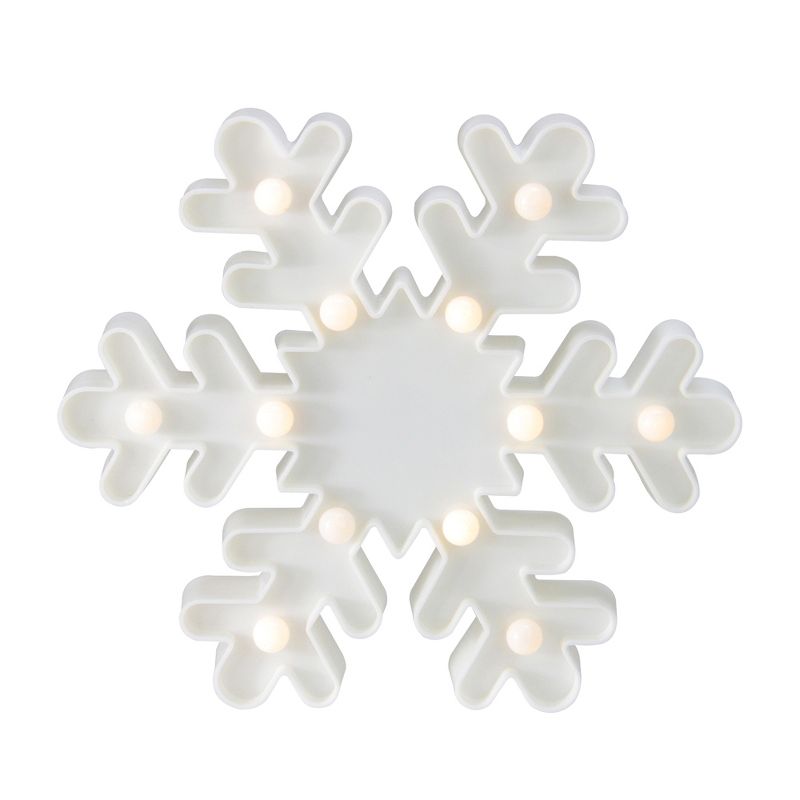 Northlight 9.5" Battery Operated LED Lighted Snowflake Christmas Marquee Sign - White, 3 of 5