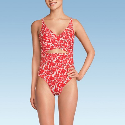 Lands' End Women's Wrap Monokini High Leg One Piece Swimsuit