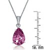 Guili Sterling Silver White Gold Plated Pear Shape CZ Pendant Necklace in White, Green, Pink, Red, or Blue, Graceful & Timeless to Complete Your Look. - 3 of 4