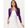 INSPIRE CHIC Women's Long Sleeve Lapel Collar Velvet Open Front Cropped Cardigan - 4 of 4