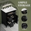 24" Bathroom Vanity with Sink, Freestanding White Cabinet with Flip Drawer, Solid Wood Frame, Adjustable Shelf & Ceramic Top - 3 of 4