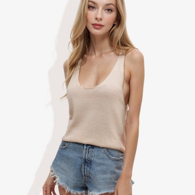 Anna-Kaci Women's Sleeveless Knit Tank Top with Scoop Neck