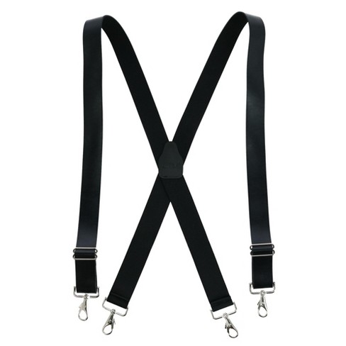 Ctm Men's Smooth Coated Leather Wide Width Suspenders With Metal Swivel ...