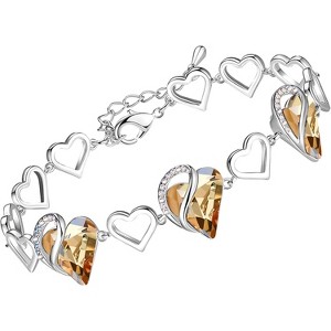 Adjustable Infinity Heart Bracelet with Birthstone - Silver Tone Link Chain Gift for Her - 1 of 4