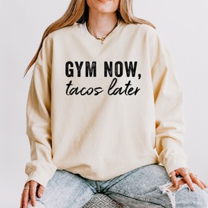 Simply Sage Market Gym Now Tacos Later Lightweight Garment Dyed Sweatshirt - 1 of 4