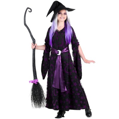 XS Black and Purple Polyester Moon Witch Costume Dress