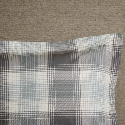 Twin Gray Plaid Down Alternative Microfiber Comforter Set