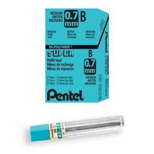 Pentel® Super Hi-Polymer Lead Refill (0.7mm) Medium, B, 12 Pieces/Tube, 12 Tubes/Box - 1 of 4