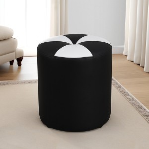 AndMakers Black Faux Leather Round Ottoman - 1 of 4