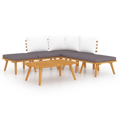 vidaXL Garden Sofa Set Natural, dark gray, white