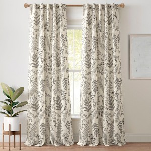 Lush Décor Botanical Dreams Window Panels Light Linen/Black Pair 42x84 - 1 of 4