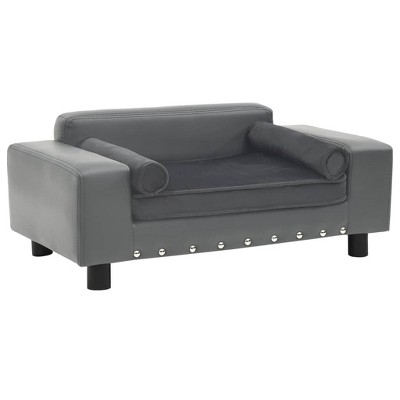 VidaXL Dog Sofa Gray 31.9 inches x16.9 inches x12.2 inches  Plush and Faux Leather
