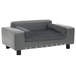 VidaXL Dog Sofa Gray 31.9 inches x16.9 inches x12.2 inches  Plush and Faux Leather - 1 of 4