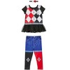 Warner Bros. Harley Quinn Baby Girls Cosplay Costume Dress Leggings and Headband 3 Piece Set Newborn to Infant - 2 of 4