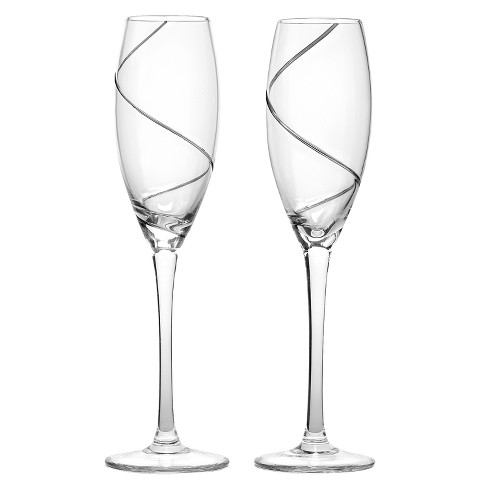 Silver Swirl Wedding Champagne Flutes Target