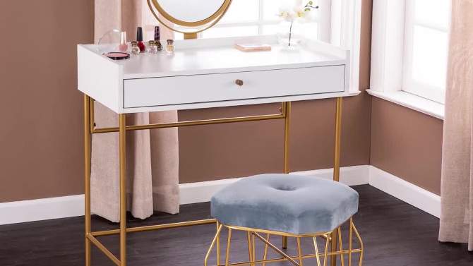 Randburg Vanity Table with Mirror White/Gold - Aiden Lane, 2 of 12, play video