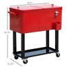 Resenkos 80 QT Rolling Cooling Bins Ice Chest on Wheels Outdoor Stand Up Drink Cooler Cart for Party, Red - 2 of 4