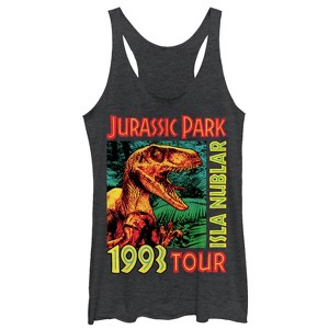 Women's Jurassic Park Isla Nublar 1993 Tour, Featuring Velociraptor Racerback Tank Top - 1 of 3