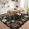Vintage Floral Scalloped Area Rug Machine Washable Rug Stain Resistant Easy Cleaning Carpet Non Slip Soft Low Pile Folding Floor Cover For Home - 2 of 4