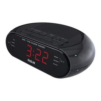 RCA Dual Alarm Clock Radio with Red LED & Dual Wake