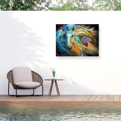 Trademark Fine Art - Marcia Baldwin Breaking Dawn Indian War Horse Matted Framed Art