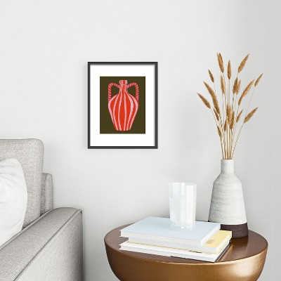 Marin Vaan Zaal Red Vase Digital Art Print with Black Metal Frame