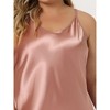 cheibear Women's Satin Sleeveless Tassel Hem Nightgown Cami Dress Nightgown - 4 of 4