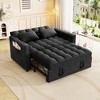 Small Velvet Pull-Out Sleeper Sofa Bed with Side Pockets and 3-Position Adjustable Backrest - 3 of 4
