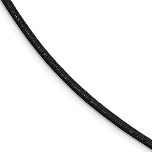 Black Bow Jewelry 3mm Black Leather Cord Chain & Rhodium Sterling Silver Clasp Necklace - 1 of 4