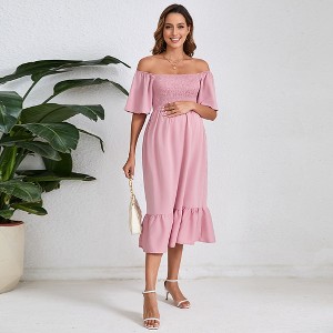 green emerald velvet dress Flowy Summer Pink Watercolor Maxi Dress – Shop the Mint main image 1