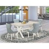 HomeStock 5-Piece Natural Oak Finish Solid Wood Top Dining Table with 4-Chairs - 2 of 4