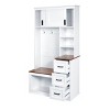 Modern Hall Tree Coat Rack With Shelves And Drawers,Hall Tree Bench With Storage,Hall Tree For Hallway,Entryway,Living Room-Cuddlewood - 3 of 4
